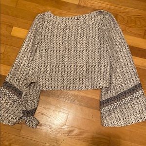 Flowy patterned bell sleeve top